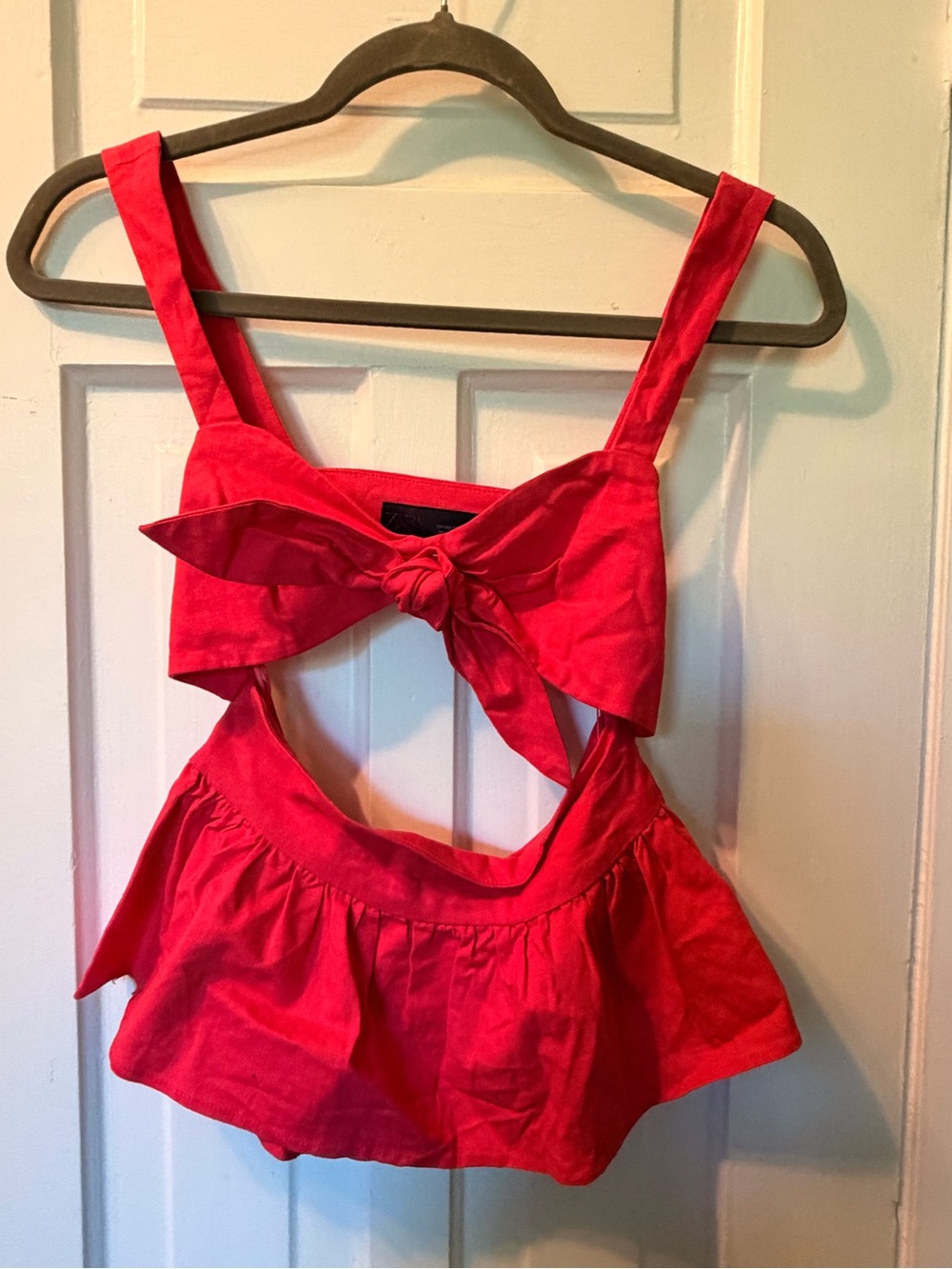 Zara XS Red Bow-Back Bandeau Top